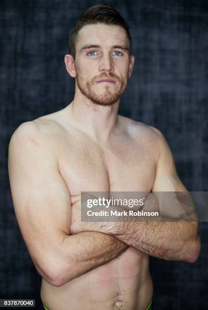 Portrait of boxer Callum Smith after a training session at Gallaghers Gym on August 23, 2017 in Bolton, England.