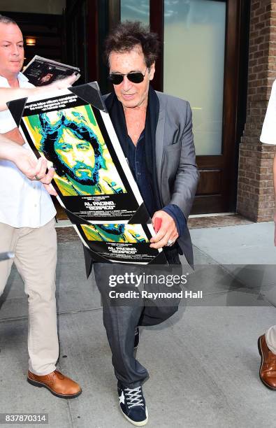 Actor Al Pacino is seen outside Robert De Niro birthday party on August 22, 2017 in New York City.