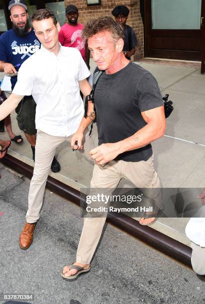 Actress Sean Penn is seen walking inSoho on August 22, 2017 in New York City.