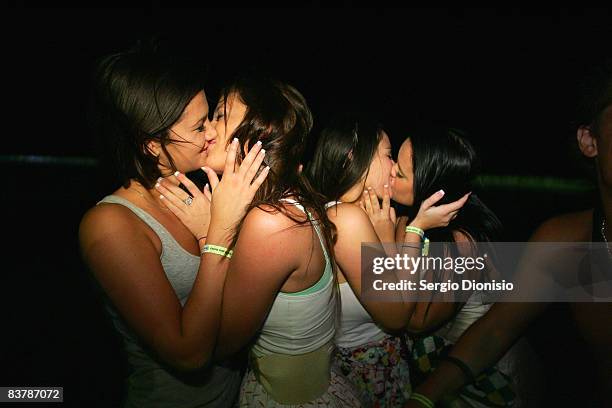 Group of graduating year 12 students kiss on the beach front during the opening night celebrations of Schoolies week in Surfers Paradise on November...