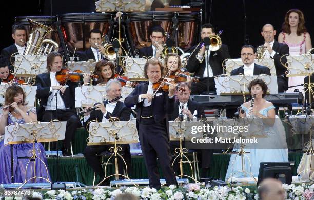 Andre Rieu and his orchestra perform on stage at Subiaco Oval on November 22, 2008 in Perth, Australia.