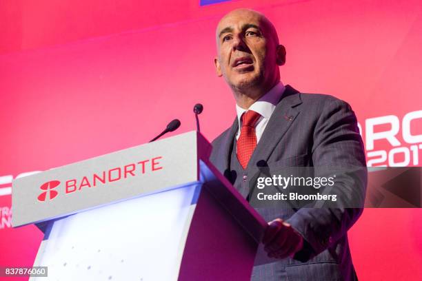 Marcos Ramirez Miguel, chief executive officer of Grupo Financiero Banorte SAB, speaks during the Banorte Strategy Annual forum in Mexico City,...