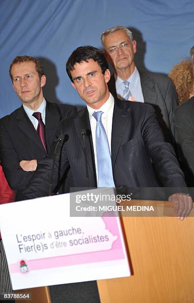 French socialist Manuel Valls , one of former socialist presidential candidate Segolene Royal' top aides, declares at the Maison des Polytechniciens...