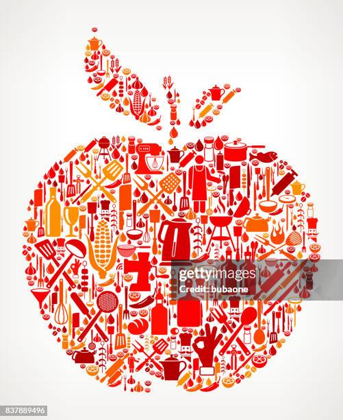 apple cooking and food vector icon pattern - honey crisp apple stock illustrations