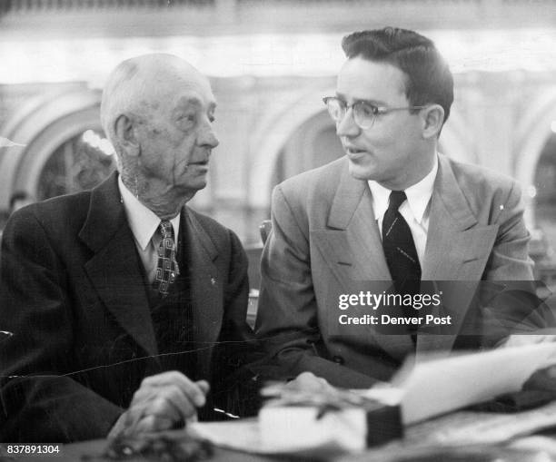 Here are Rep. William H. Tyler of Pueblo and Rep. Albert J. Tomsic of Walsenburg, the oldest and youngest members of the Colorado legislature. Says...