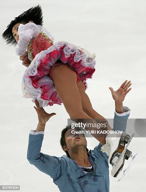 Yuko Kawaguchi and Alexander Smirnov of Russia perform their pairs free skating on the 2nd day of the figure skating Cup of Russia, the fifth leg of...