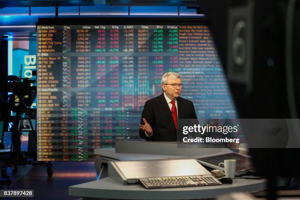 Kevin Rudd, Australia's former prime minister, speaks during a Bloomberg Television interview in New York, U.S., on Wednesday, Aug. 23. 2017. Rudd...