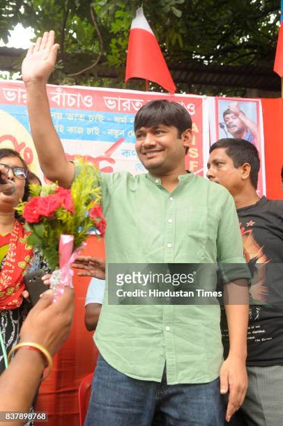 All India Students Federation leader Kanhaiya Kumar and All India Youth Federation organise nationwide long march against communal tension created by...