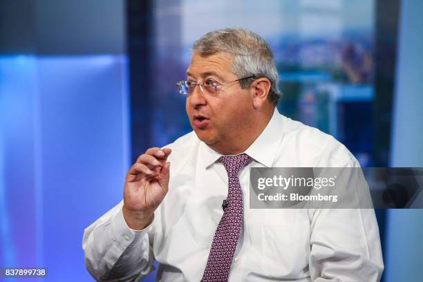 Steve Ricchiuto, chief U.S. Economist of Mizuho Securities USA LLC, speaks during a Bloomberg Television interview in New York, U.S., on Wednesday,...