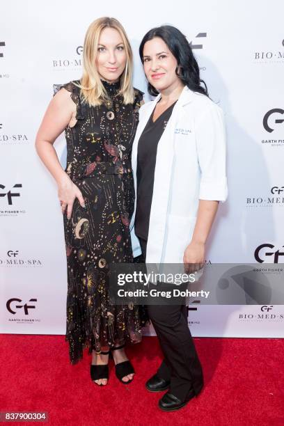 Connie Williamson and Natalie Banchick attend the Official Launch Party Of Dr. Garth Fisher's BioMed Spa at Garth Fisher MD on August 22, 2017 in...