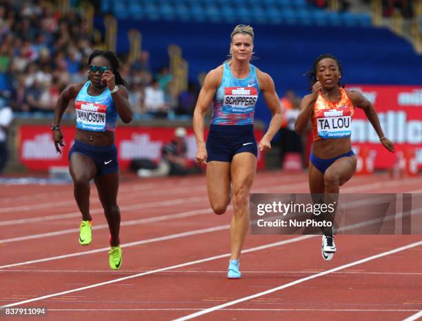 Morolake AKINOSUN of USA, Dafne SCHIPPERS of Netherlands and Marie-Josée TA LOU of CIV competes in the 100m women Heat 2 during Muller Grand Prix...