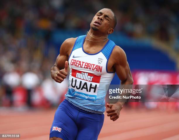 Chijindu UJAH of Great Britain winner of the Men's 100m Final during Muller Grand Prix Birmingham as part of the IAAF Diamond League 2017 at...