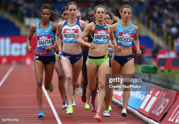 Meraf BAHTA of Sweden, Laura WEIGHTMAN of Great Britain, Jenny SIMPSON of USA and Angelika CICHOCKA of Poland competes in the Women's 1500m during...