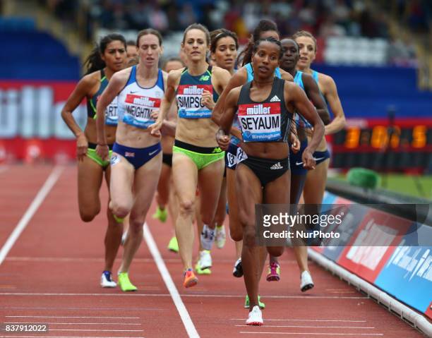 Dawit Seyaum of Ethiopia competes in the 1500m women during Muller Grand Prix Birmingham as part of the IAAF Diamond League 2017 at Alexander Stadium...
