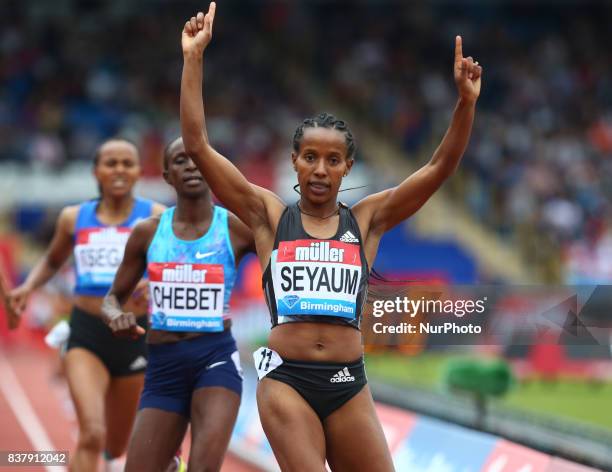 Dawit Seyaum of Ethiopia winner of the Women's 1500m during Muller Grand Prix Birmingham as part of the IAAF Diamond League 2017 at Alexander Stadium...