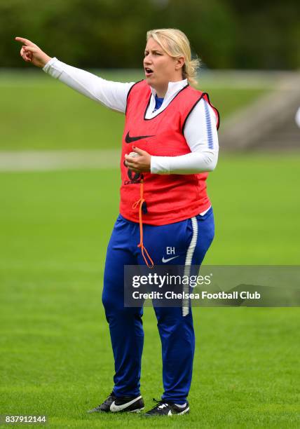 Manager of Chelsea, Emma Hayes during a training session on August 23, 2017 in Schladming, Austria.