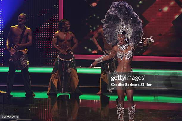 Paula Hessel-Sousa performs during the semifinal of the TV show 'The Supertalent' on November 22, 2008 in Cologne, Germany.