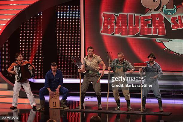 Allgäupower perform during the semifinal of the TV show 'The Supertalent' on November 22, 2008 in Cologne, Germany.