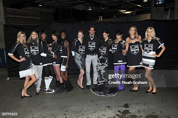 Jersey Fashion show participants with versions of the new Los Angeles Kings jersey during the intermission of the game against the Colorado Avalanche...