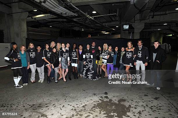 Jersey Fashion show participants with versions of the new Los Angeles Kings jersey during the intermission of the game against the Colorado Avalanche...