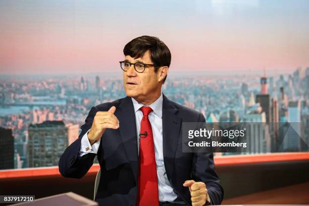Milton Berg, founder and chief executive officer of Milton Berg Advisors LLC, speaks during a Bloomberg Television interview in New York, U.S., on...