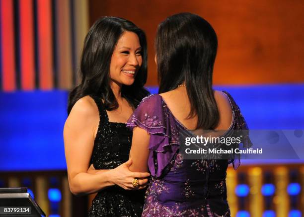 Actress Lucy Liu and Phymean Noun during the 2008 CNN Heroes held at the Kodak Theatre on November 22, 2008 in Hollywood, California....