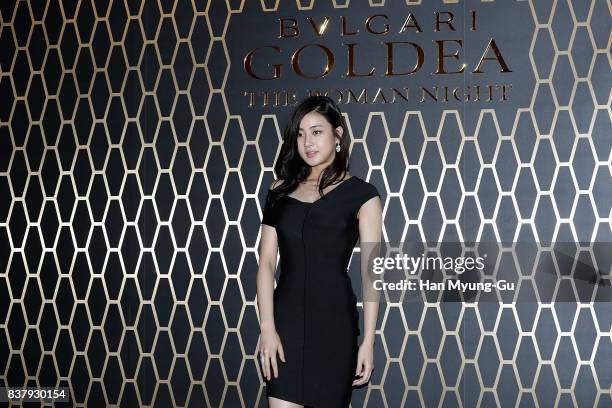 South Korean actress Kang So-Ra attends BVLGARI "Goldea The Roman Night" - Photocall on August 23, 2017 in Seoul, South Korea.