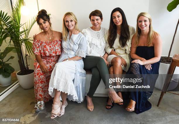 Cyndi Ramirez, Rebecca Taylor, Mariela Rovito, Ali Mejia and Johanna Lanus attend the Eberjey x Rebecca Taylor Launch Event at Chillhouse on August...