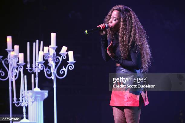 Singer Sevyn Streeter performs onstage during the GIRL CULT Festival at The Fonda Theatre on August 20, 2017 in Los Angeles, California.