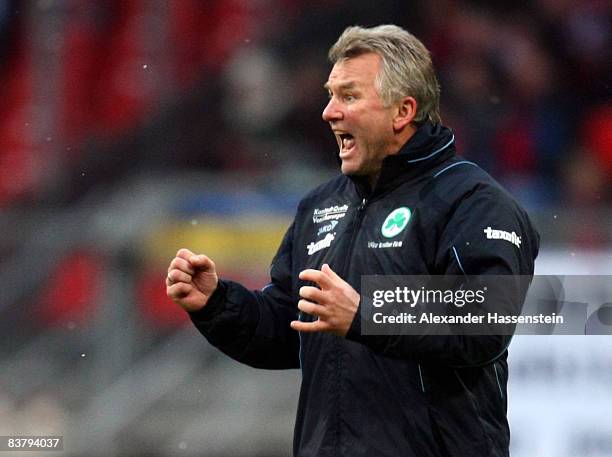 Benno Moehlmann, head coach of Fuerth reacts during the second Bundesliga match between 1. FC Nuernberg and SpVgg Greuther Fuerth at the easyCredit...