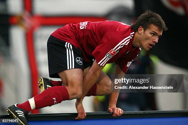 Christian Eigler of Nuernberg celebrates scoring the winning goal during the second Bundesliga match between 1. FC Nuernberg and SpVgg Greuther...