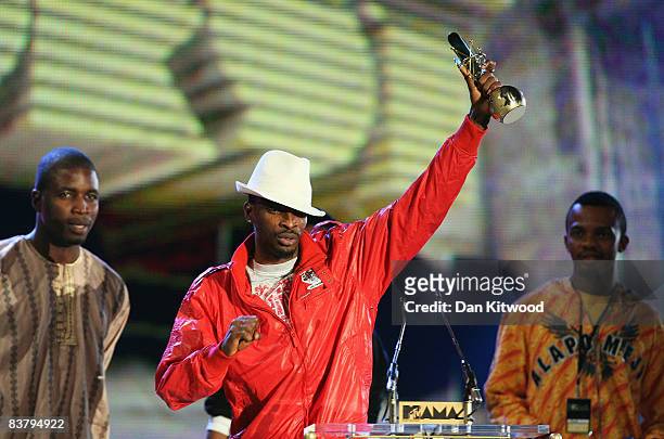 9ice holds his Award for Best Hip Hop Artist at the MTV Africa Music Awards 2008 at the Abuja Velodrome on November 22, 2008 in Abuja, Nigeria.