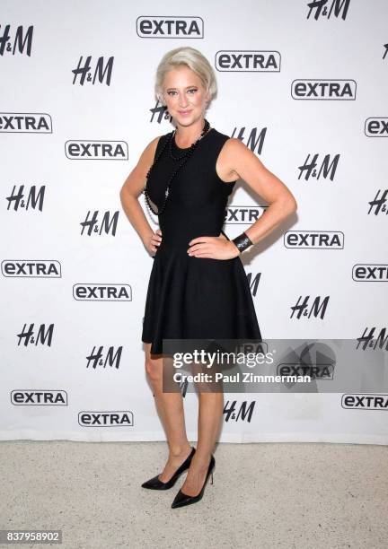 Personalities from 'Real Housewives of New York' Dorinda Medley visits 'Extra' at their New York studios at H&M in Times Square on August 23, 2017 in...