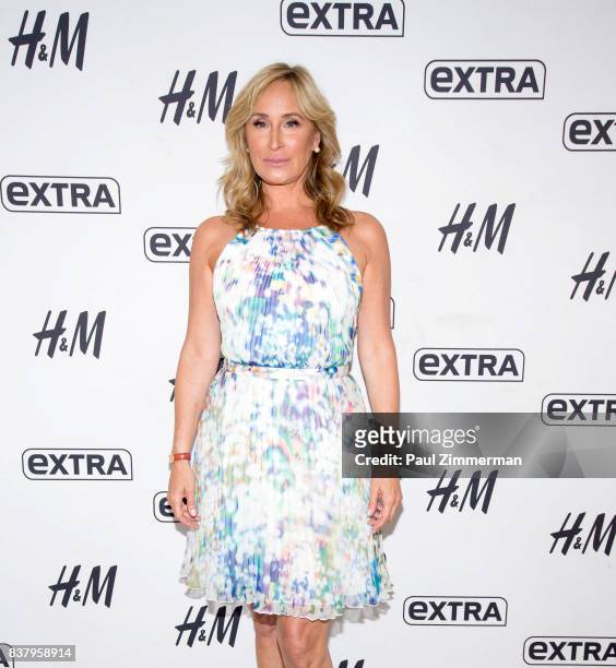 Personalities from 'Real Housewives of New York' Sonja Morgan visits 'Extra' at their New York studios at H&M in Times Square on August 23, 2017 in...