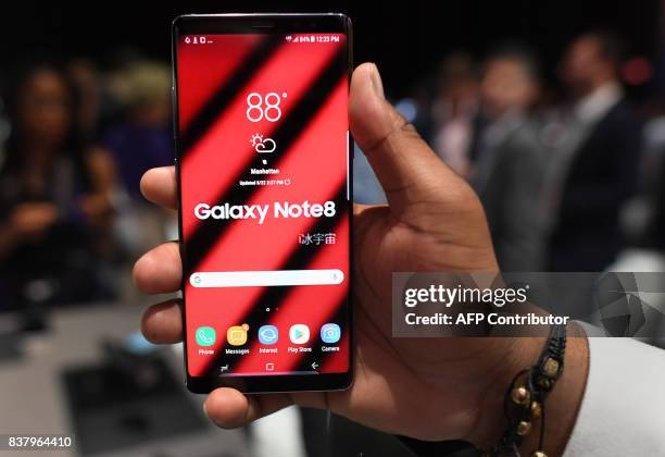 The Samsung Galaxy Note 8 is unveiled at the Samsung Galaxy Unpacked 2017 event on August 23, 2017 in New York. Samsung executives introduced the...