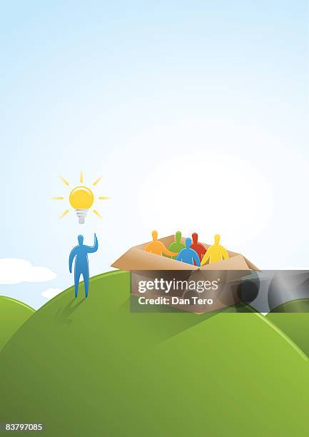 thinking outside the box - big picture stock illustrations