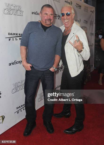 Actor Kane Hodder and musician Dee Snider arrive for the "Hatchet" 10th Anniversary Celebration held at ArcLight Cinemas on August 22, 2017 in...