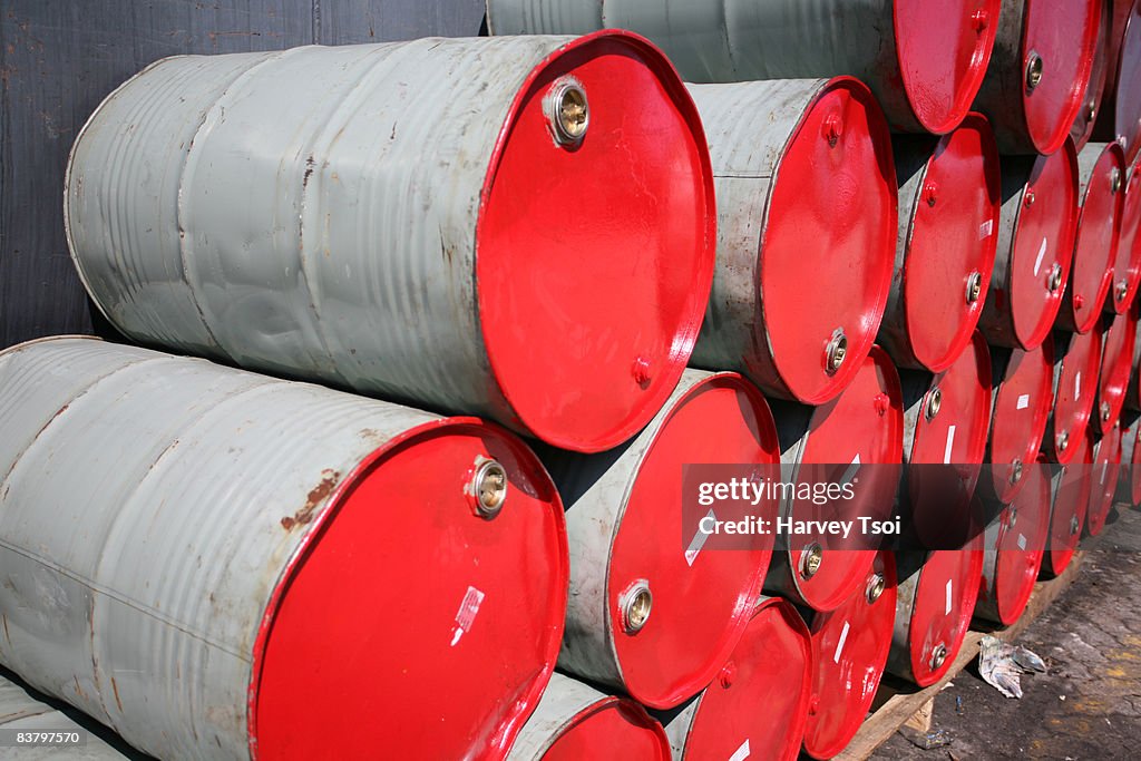 Stacks of Oil Barrels