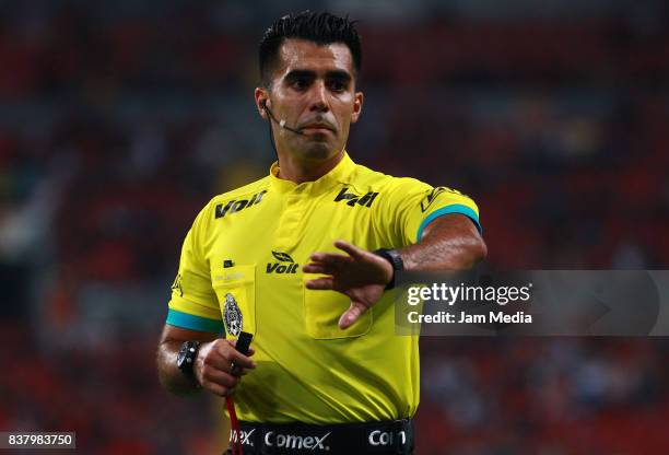 Adonai Escobedo, Referee, in action during the 6th round match between Atlas and Lobos BUAP as part of the Torneo Apertura 2017 Liga MX at Jalisco...