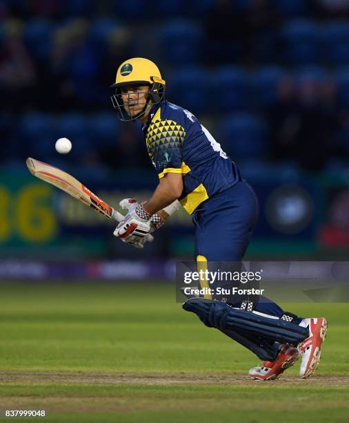 Glamorgan batsman Jacques Rudolph picks up some runs during the NatWest T20 Blast Quarter-Final match between Glamorgan and Leicestershire Foxes at...