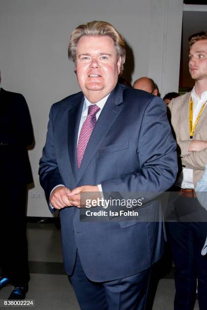 German politician Klaus Voussem pass through the Gamescom 2017 gaming trade fair on August 22, 2017 in Cologne, Germany. Gamescom is the world's...
