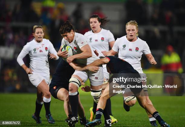 Sarah Hunter of England during the Womens Rugby World Cup semi-final between England and France at the Kingspan Stadium on August 22, 2017 in...