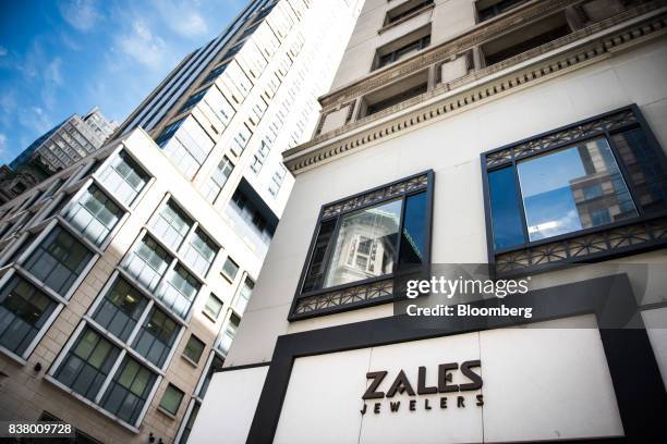 Signage for Zales Jewelers, a subsidiary of Signet Jewelers Ltd., is displayed on the exterior of a store in New York, U.S., on Wednesday, Aug. 23,...