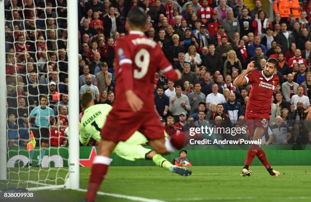 Emre Can of Liverpool scores the Third during the UEFA Champions League Qualifying Play-Offs round second leg match between Liverpool FC and 1899...