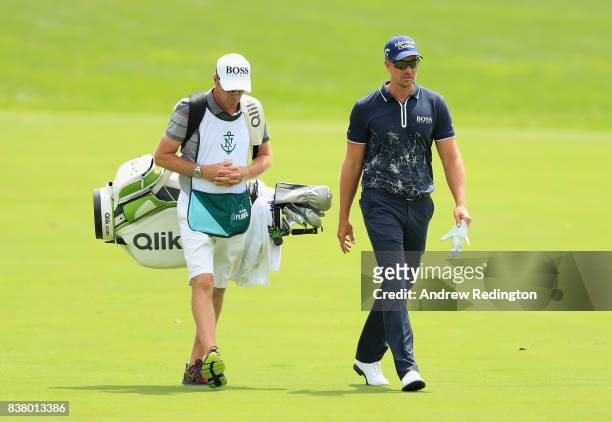 Henrik Stenson of Sweden is pictured during practice for The Northern Trust at Glen Oaks Club on August 23, 2017 in Westbury, New York.