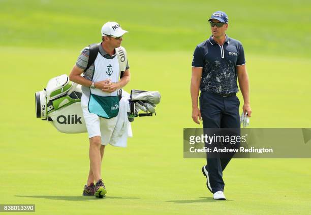 Henrik Stenson of Sweden is pictured during practice for The Northern Trust at Glen Oaks Club on August 23, 2017 in Westbury, New York.