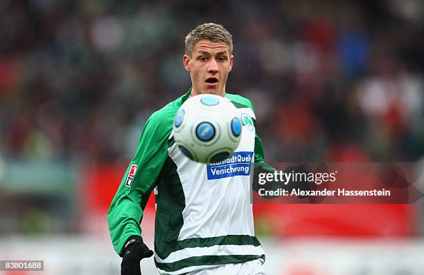 Ivo Ilicevic of Fuerth in action during the second Bundesliga match between 1. FC Nuernberg and SpVgg Greuther Fuerth at the easyCredit stadium on...