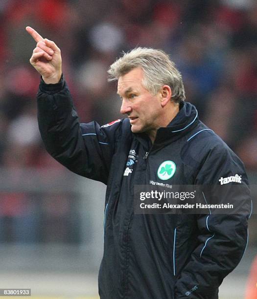 Benno Moehlmann, head coach of Fuerth reacts during the second Bundesliga match between 1. FC Nuernberg and SpVgg Greuther Fuerth at the easyCredit...