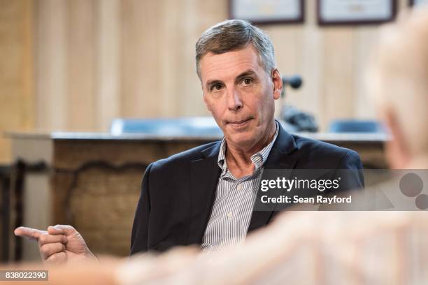 Rep. Tom Rice speaks with constituents during a congressional town hall meeting August 23, 2017 in Society Hill, South Carolina. Topics of concern...