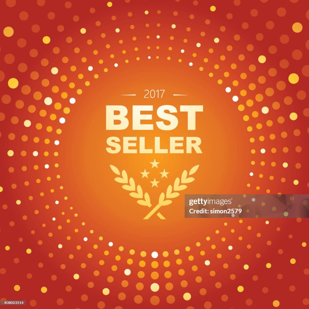 Best Seller emblem with circle shape and glowing lights abstract theme